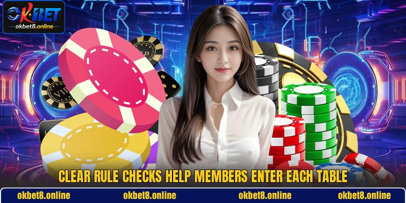 Clear rule checks help members enter each table