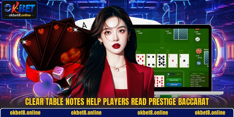 Clear table notes help players read Prestige Baccarat