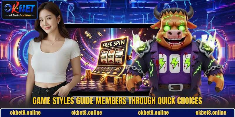 Game styles guide members through quick choices