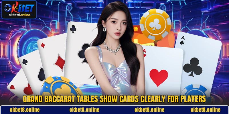 Grand Baccarat tables show cards clearly for players