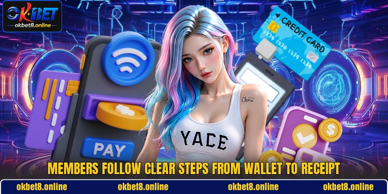 Members follow clear steps from wallet to receipt