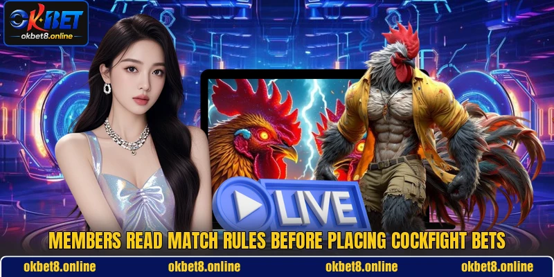 Members read match rules before placing cockfight bets Members read match rules before placing cockfight bets