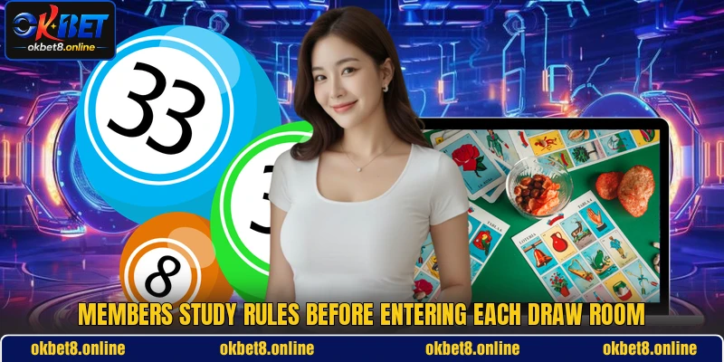 Members study rules before entering each draw room