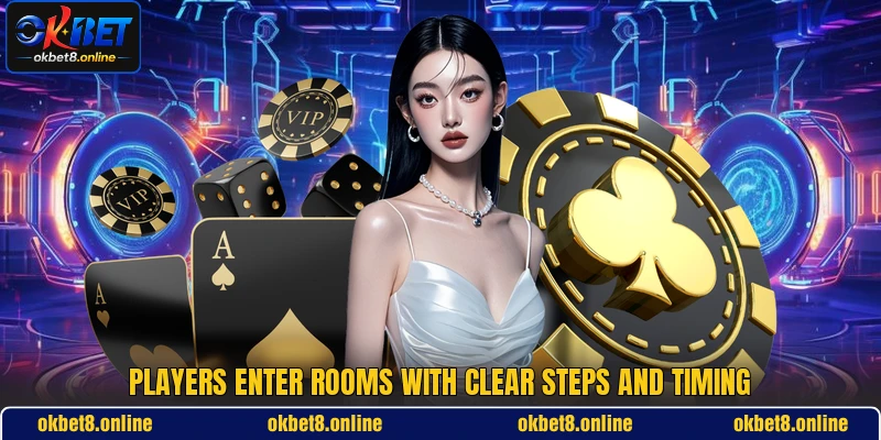 Players enter rooms with clear steps and timing Players enter rooms with clear steps and timing